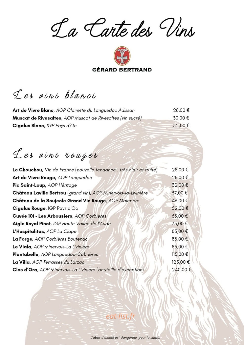 Les Agapes de Vinci — carte page 4