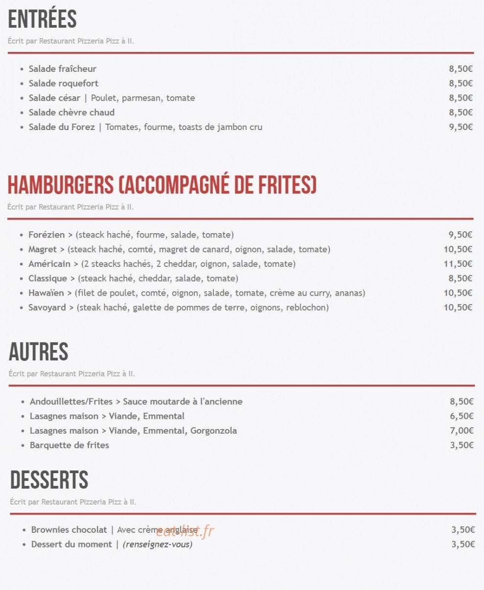Pizz à II — carte page 3