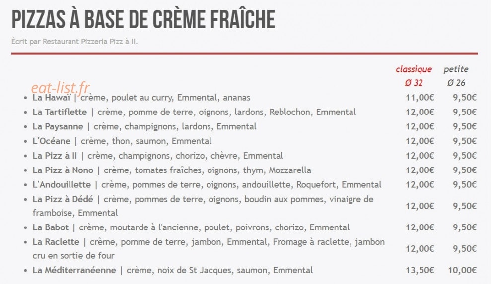 Pizz à II — carte page 2