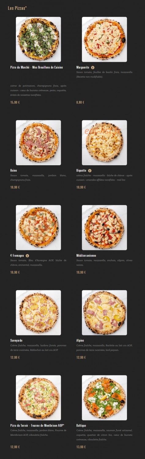 Pizza Cosy — carte page 1