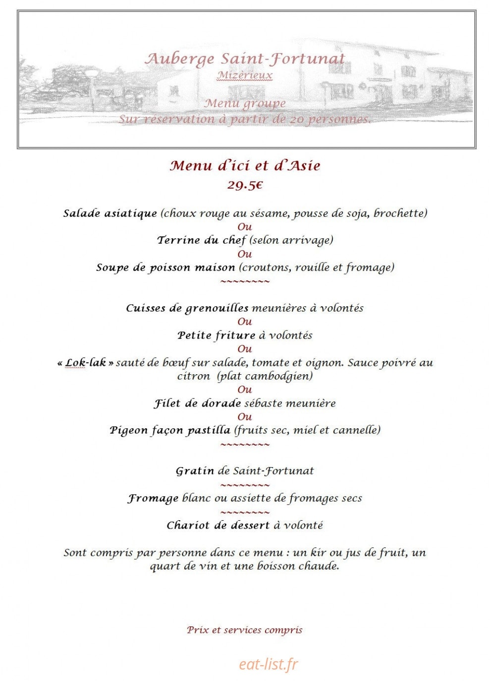 Auberge de Saint Fortunat — carte page 5