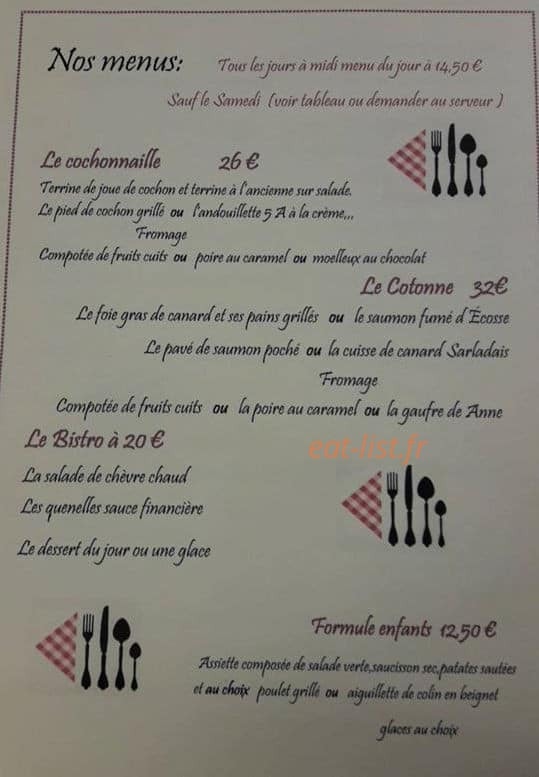 Auberge la Cotonne — carte page 2