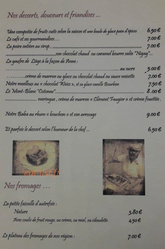 Auberge la Cotonne — carte page 4