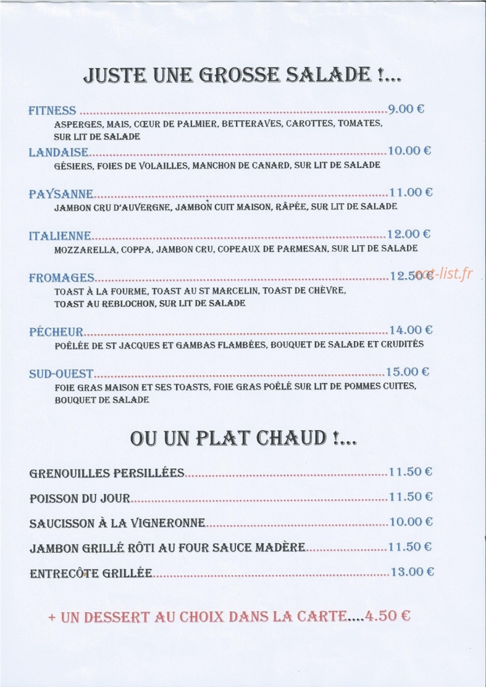 Restaurant ma campagne — carte page 1