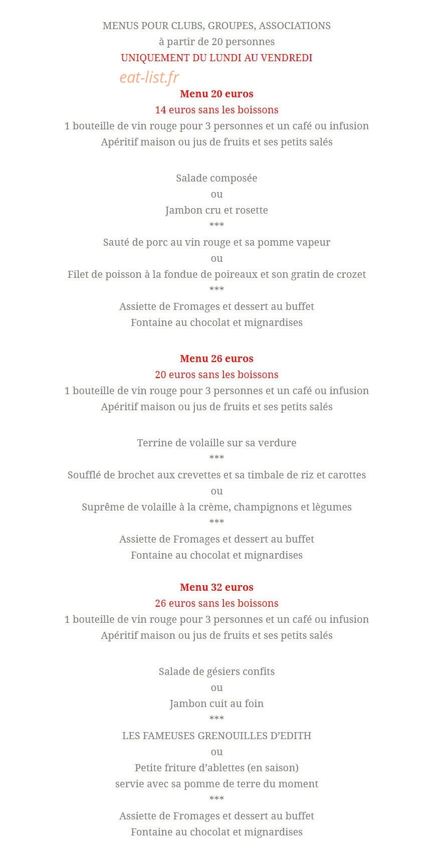 Auberge du Belvédère — carte page 3