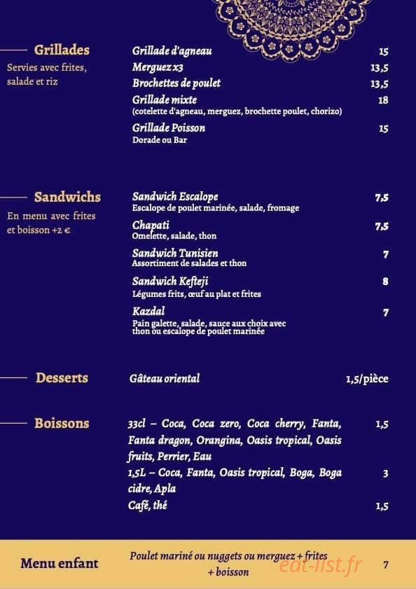 Resto Hammamet — carte page 1