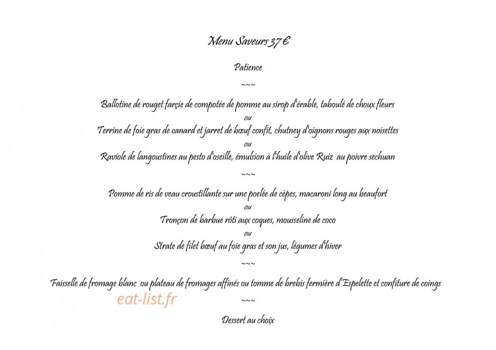 Carte et menu de Auberge de Boisset à Notre Dame de Boisset — menu saveur 37€