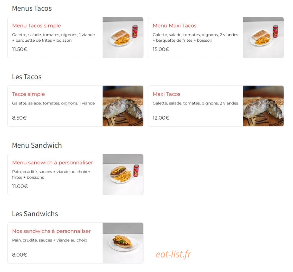 Snack de Perreux Kebab — carte page 3