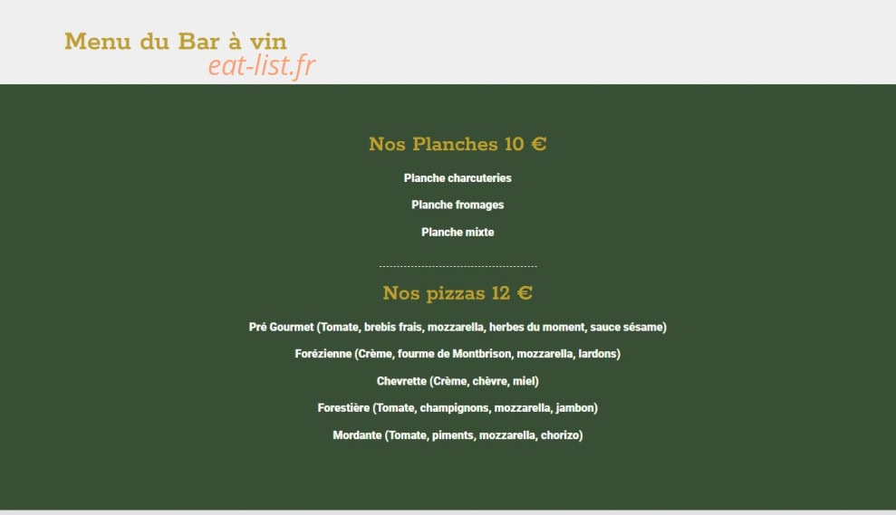 Le Pré Gourmet — carte page 2