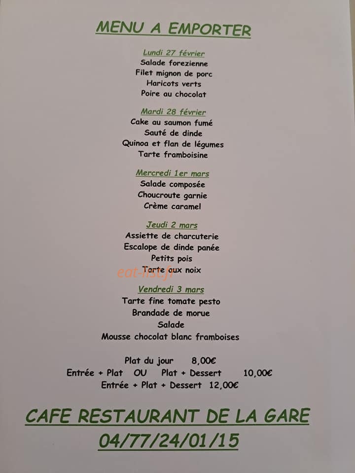 Café Restaurant de la Gare — carte page 1