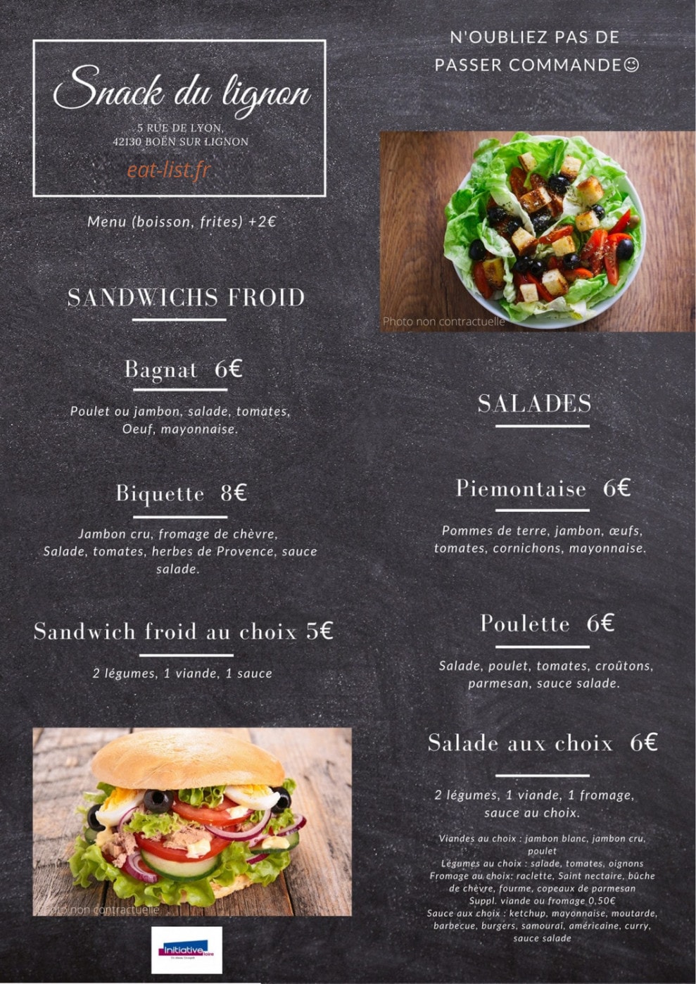 Snack du Lignon — carte page 2