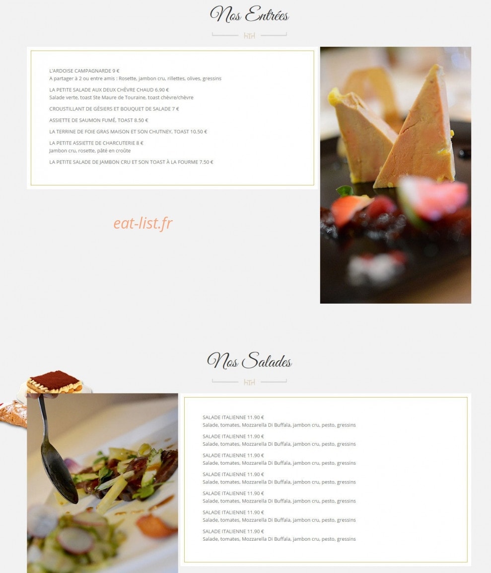 Restaurant Le Clos d'Urfé — carte page 5