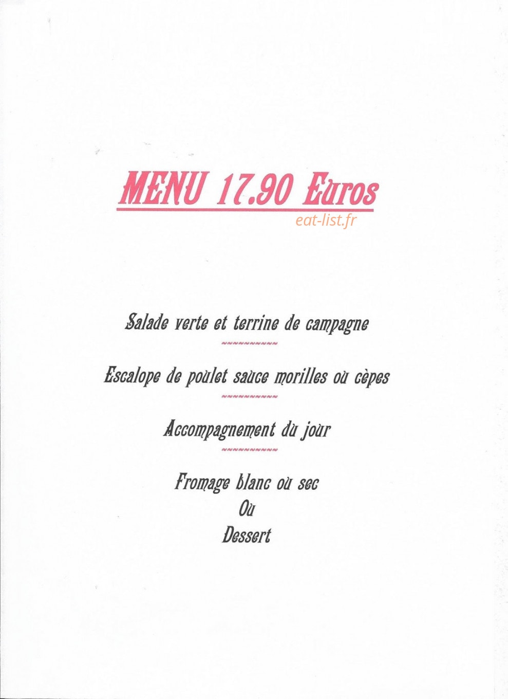 Auberge des Tilleuls — carte page 2