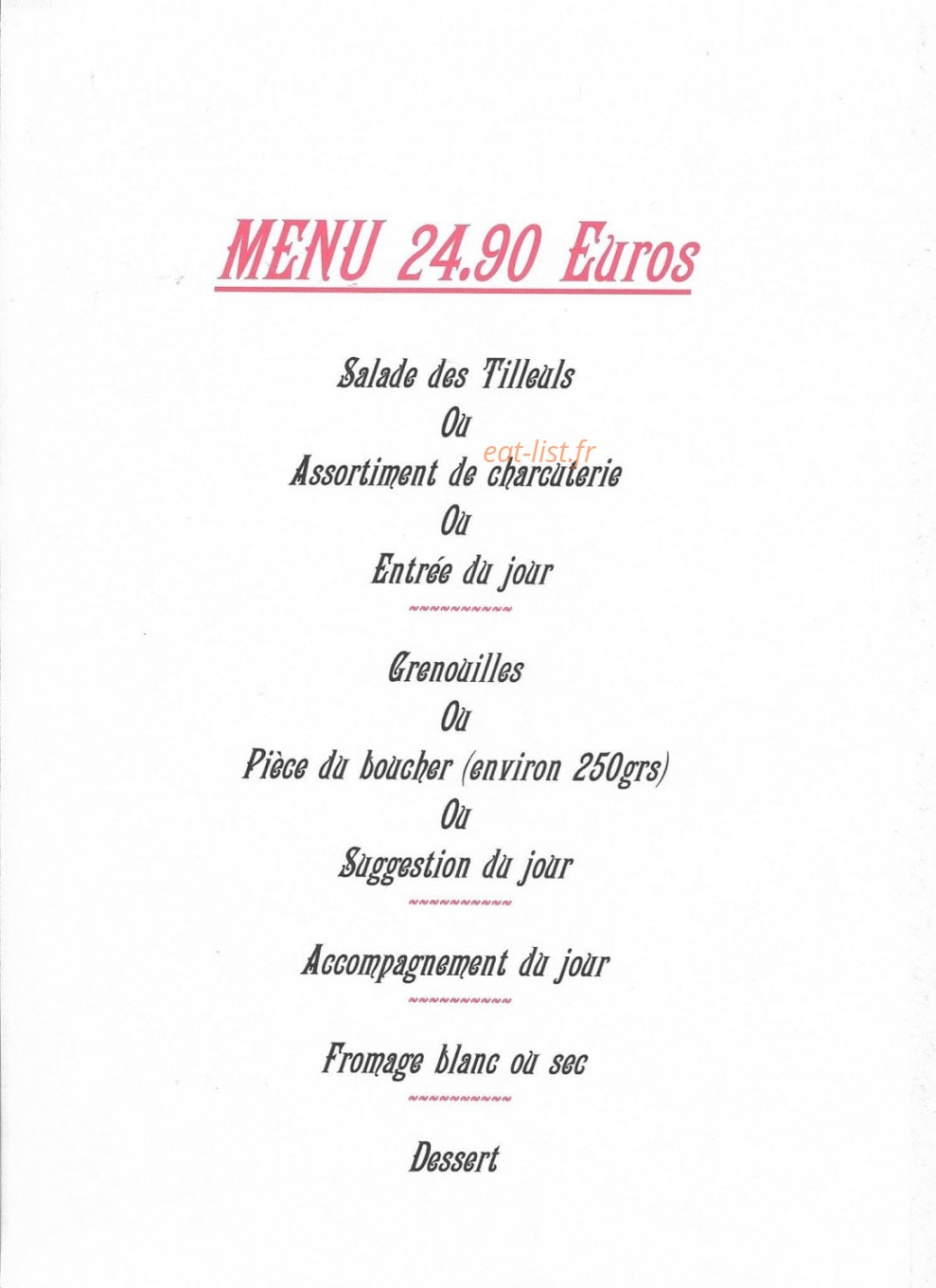 Auberge des Tilleuls — carte page 3