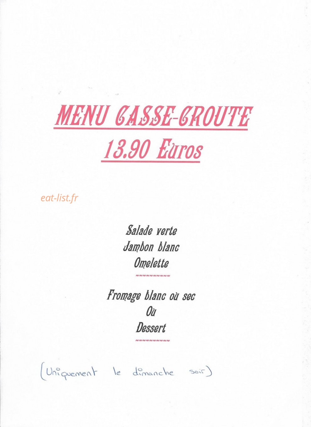 Auberge des Tilleuls — carte page 7