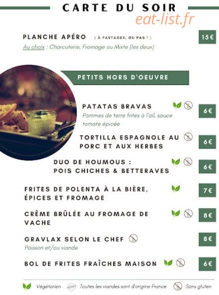 Carte et menu de La Farlodoise à Chazelles sur Lyon — Les hors d'œuvre