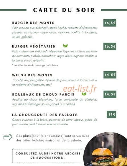 Carte et menu de La Farlodoise à Chazelles sur Lyon — Les burgers