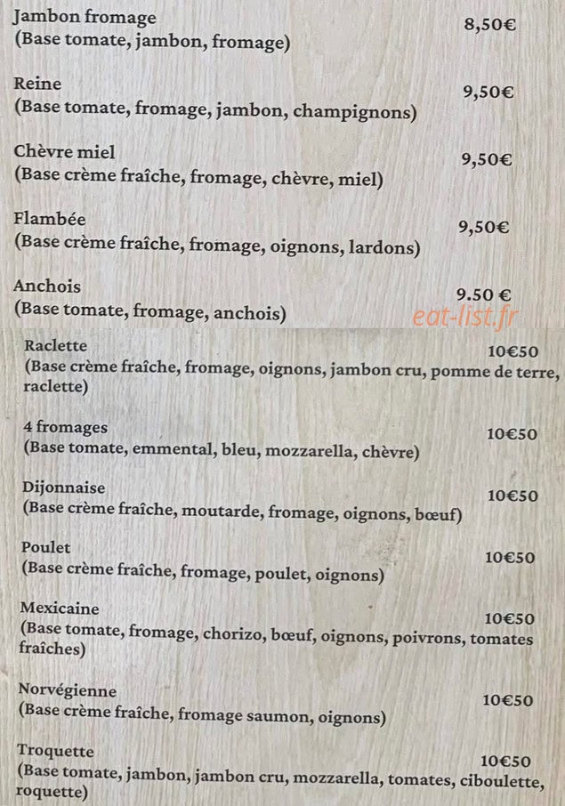 Au Troquet d'la Coise — carte page 1