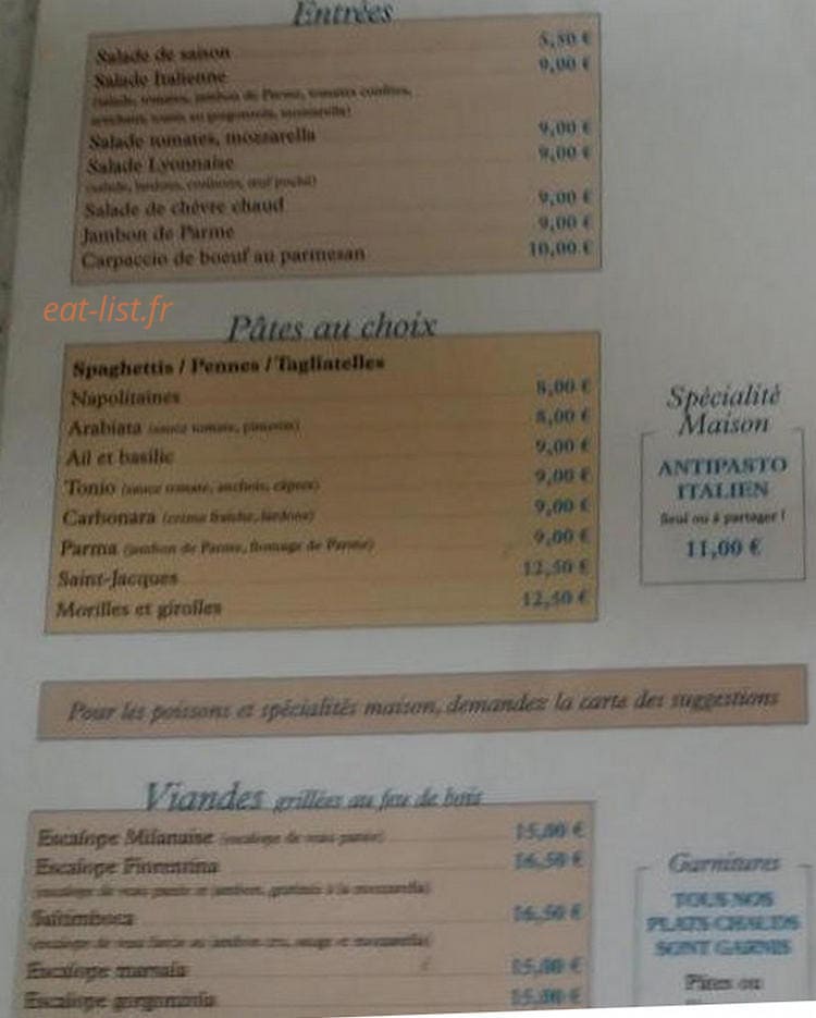 Pizza Tonio — carte page 1