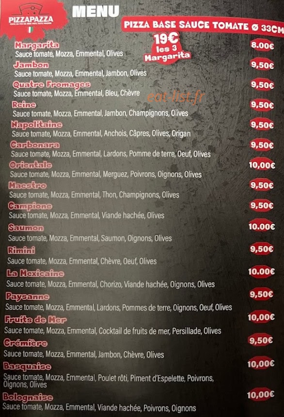Pizzeria Pazza — carte page 3