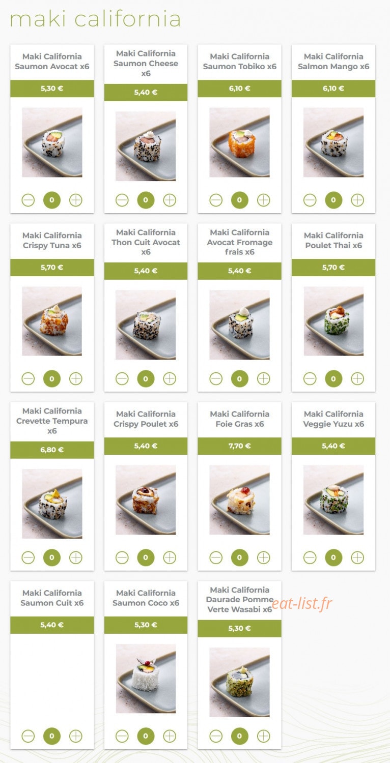 Eat sushi — carte page 9