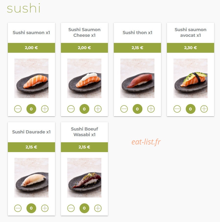 Eat sushi — carte page 7