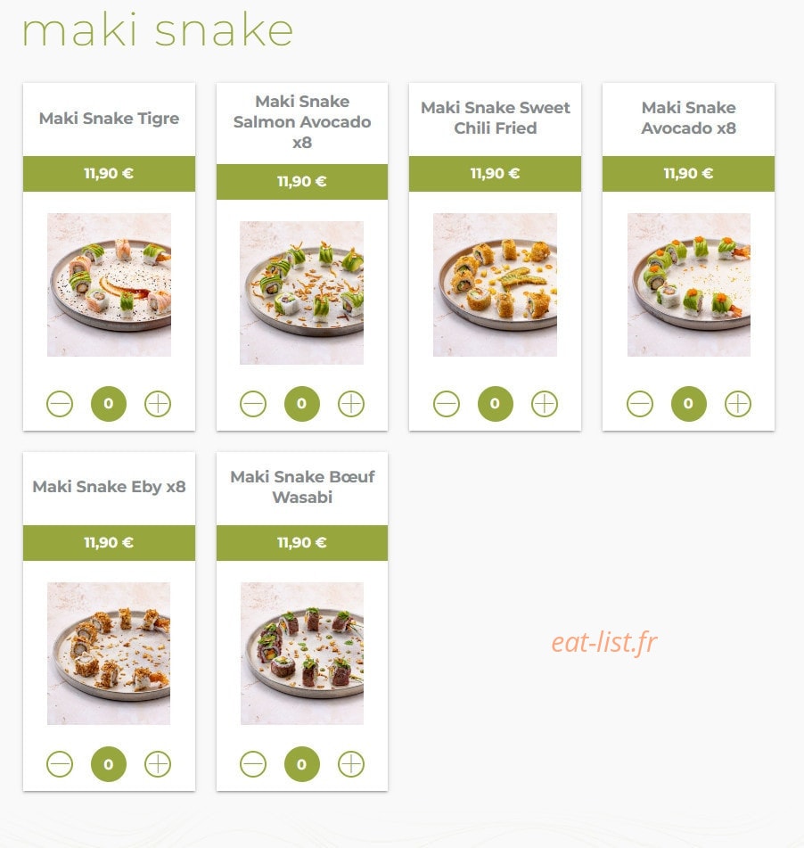 Eat sushi — carte page 14