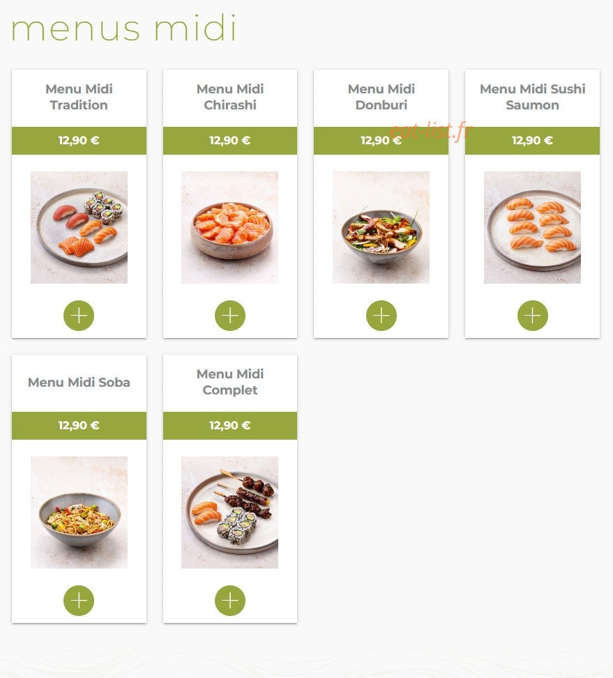 Eat sushi — carte page 1