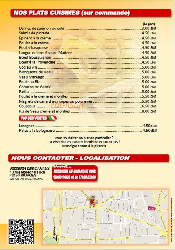 Pizzeria des Cannaux — carte page 4