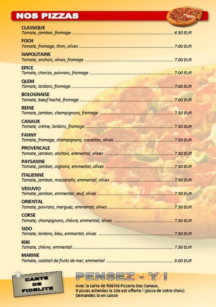 Pizzeria des Cannaux — carte page 2