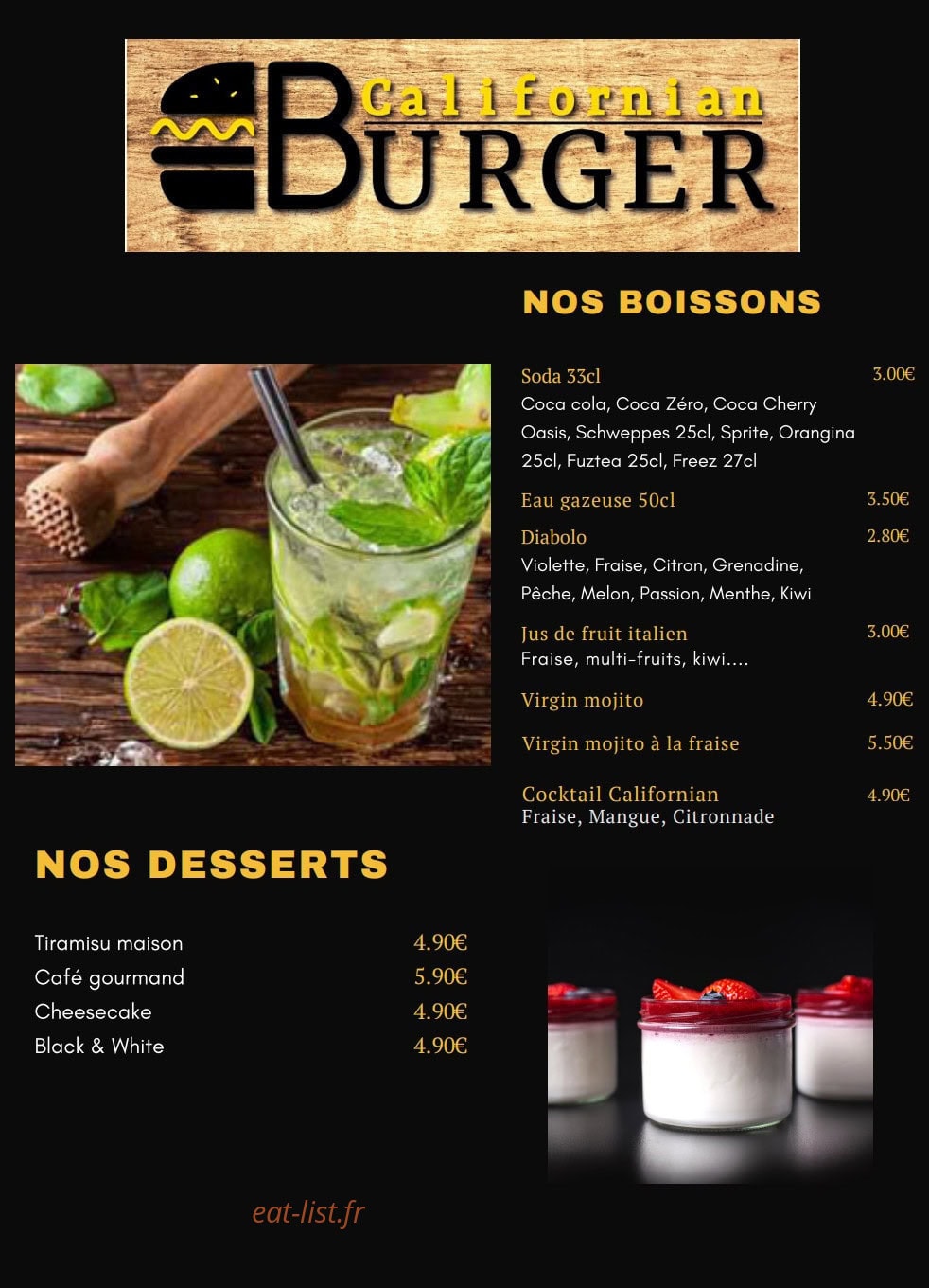 Californian Burger — carte page 4