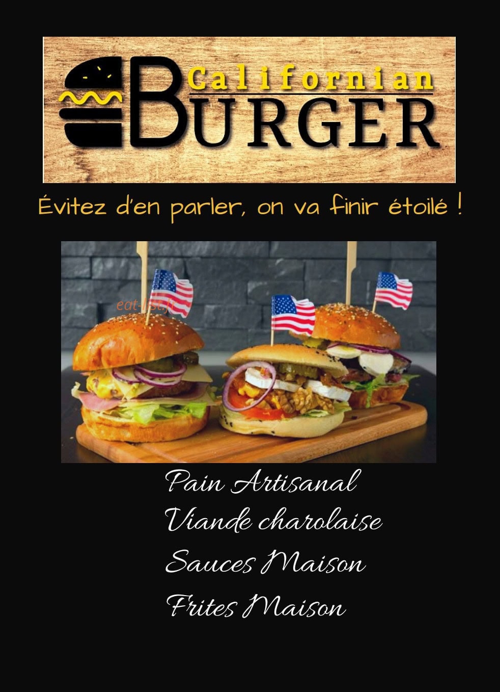 Californian Burger — carte page 1