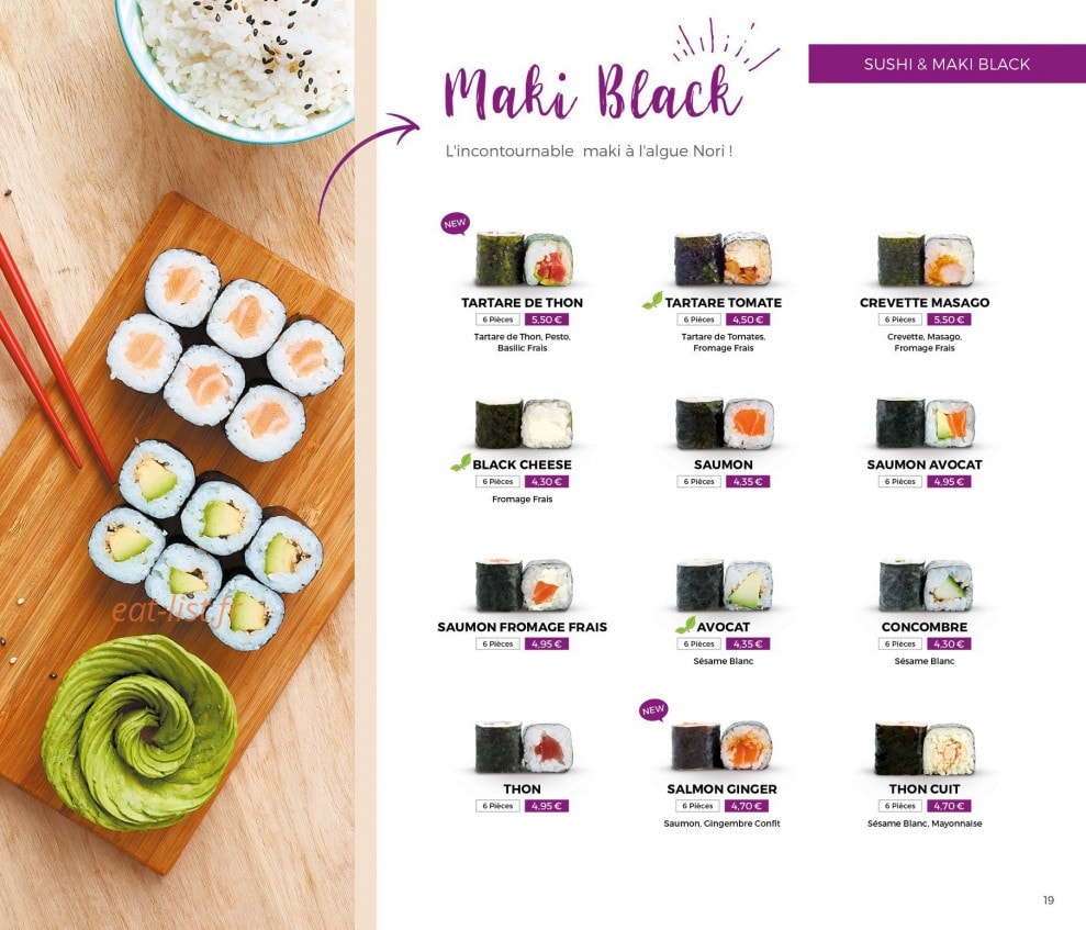 Carte et menu de Eat Sushi à Andrezieux Boutheon — Maki black