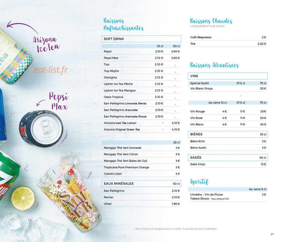 Carte et menu de Eat Sushi à Andrezieux Boutheon — Boissons