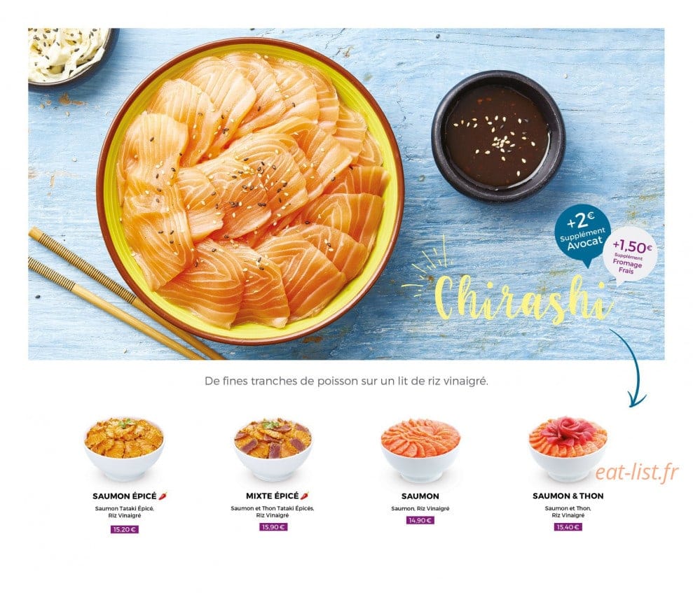 Carte et menu de Eat Sushi à Andrezieux Boutheon — Chirashi
