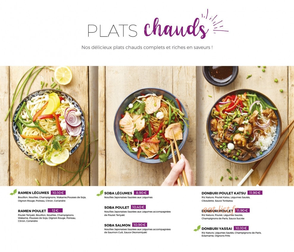 Carte et menu de Eat Sushi à Andrezieux Boutheon — Plats chauds