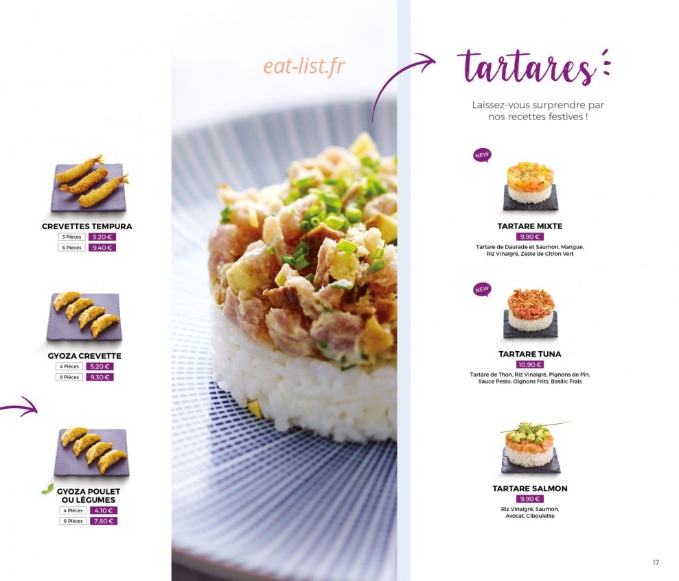 Carte et menu de Eat Sushi à Andrezieux Boutheon — Tartares