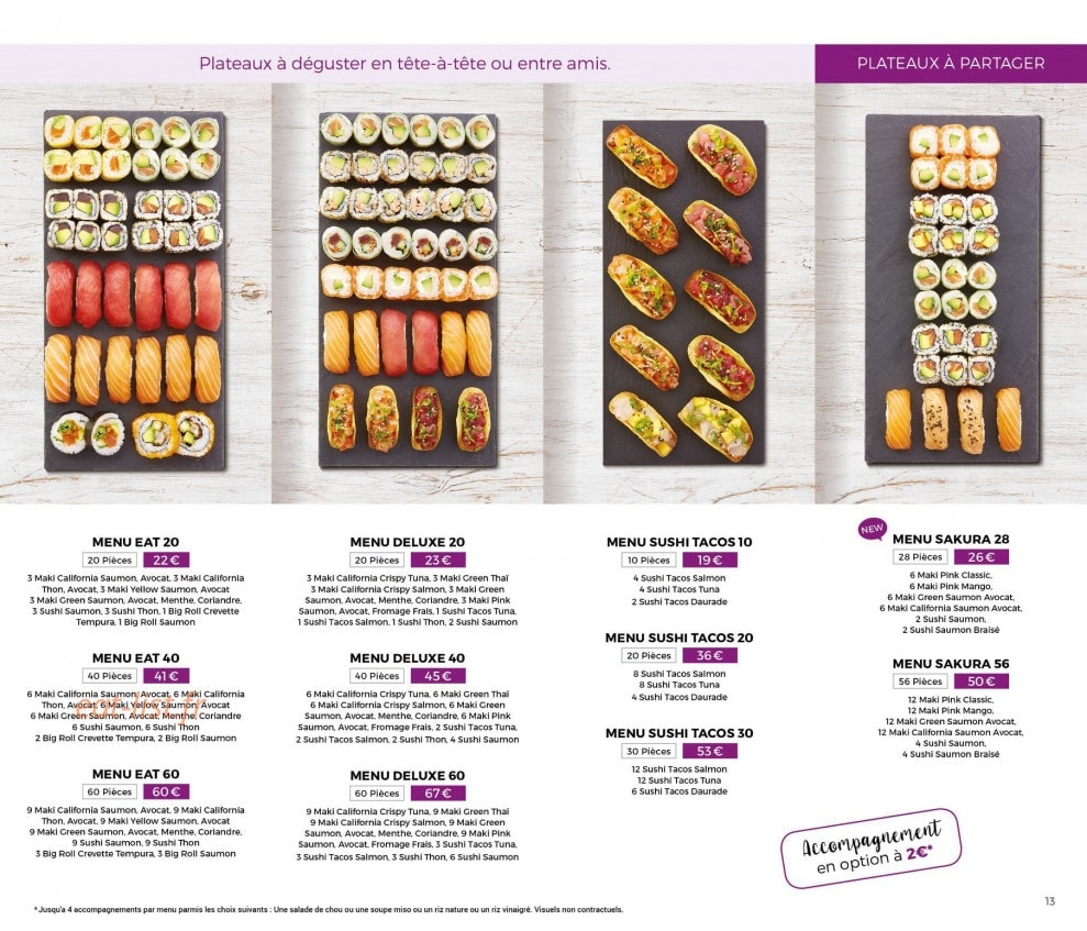 Carte et menu de Eat Sushi à Andrezieux Boutheon — Plateaux à partager