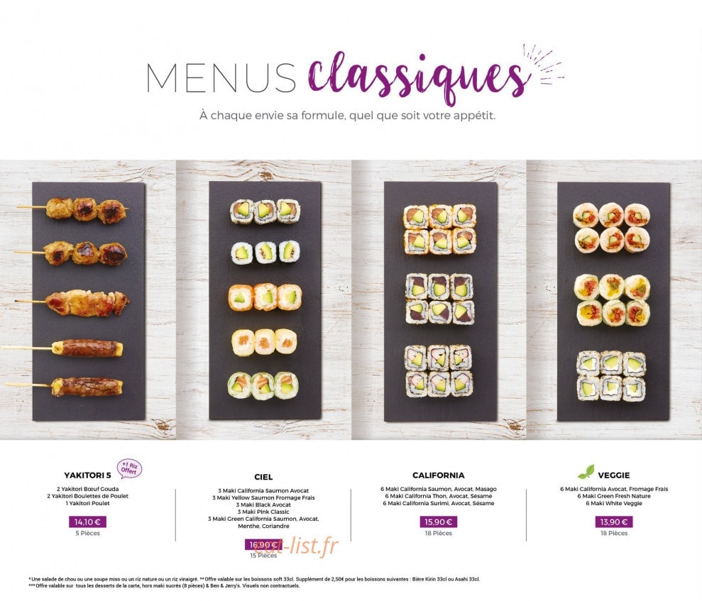 Carte et menu de Eat Sushi à Andrezieux Boutheon — Menus classiques