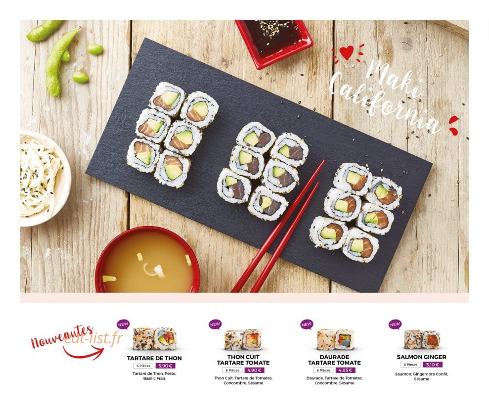 Carte et menu maki california
