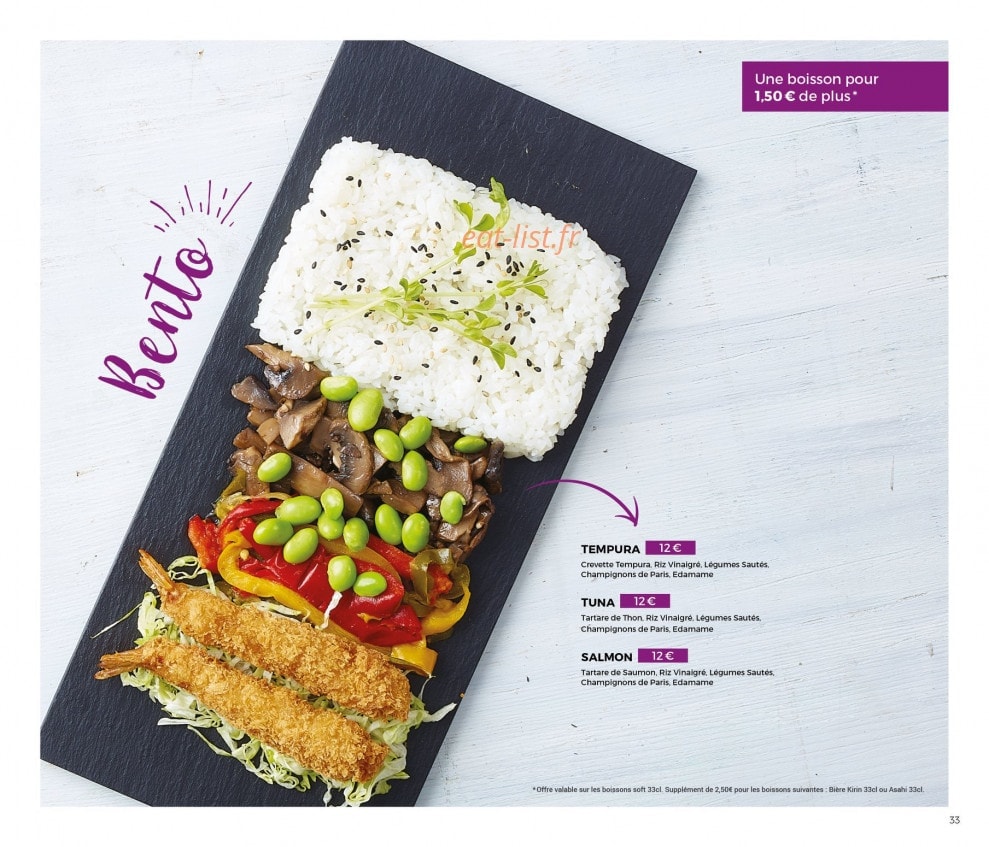 Carte et menu de Eat Sushi à Andrezieux Boutheon — Bento