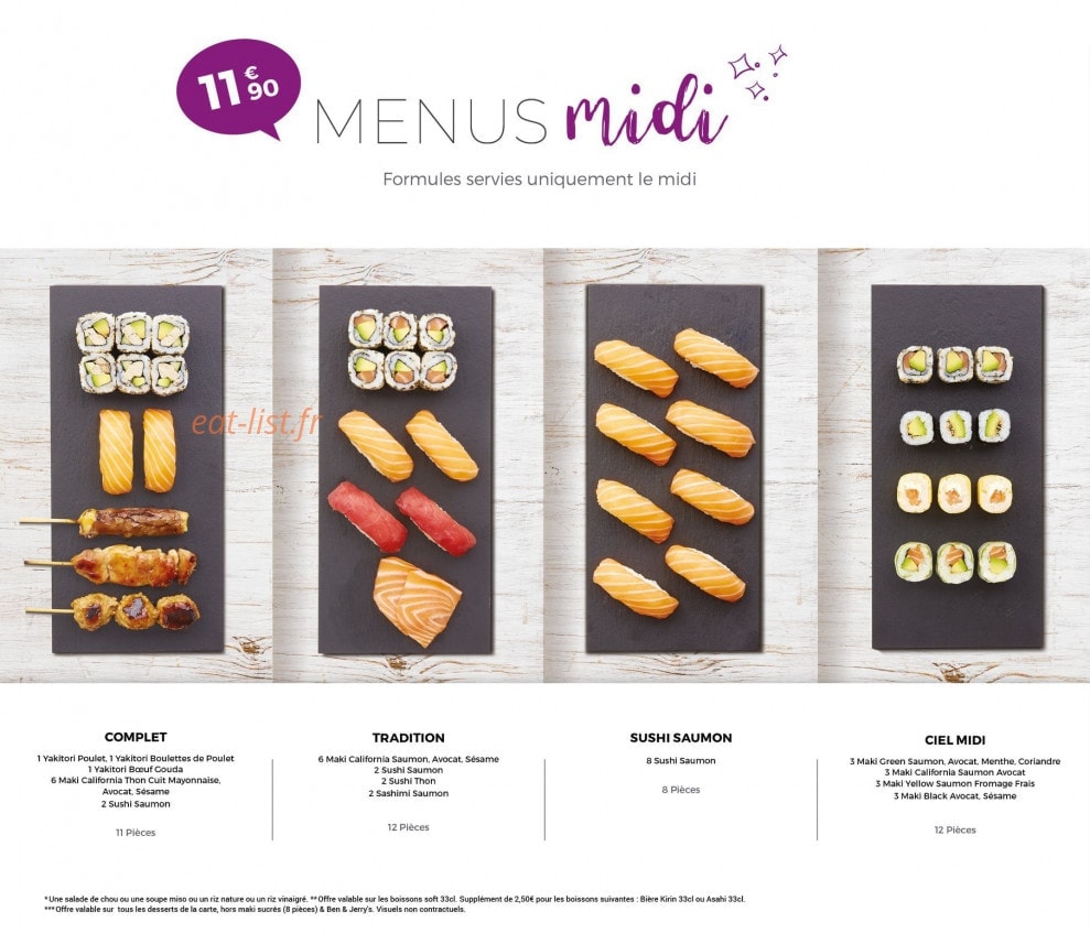 Carte et menu de Eat Sushi à Andrezieux Boutheon — Menus midi