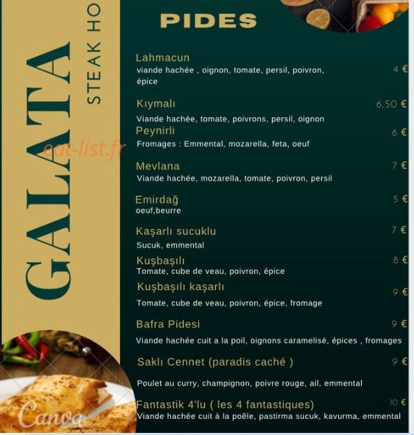 Galata Steak house — carte page 3