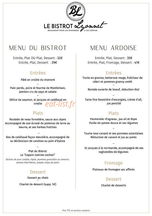 Le Bistrot Lyonnet — carte page 3