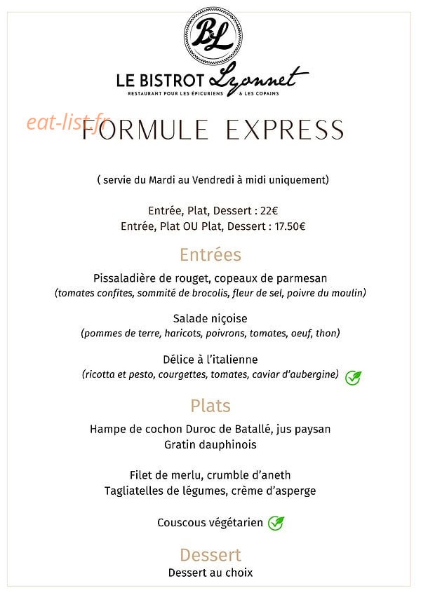 Le Bistrot Lyonnet — carte page 2