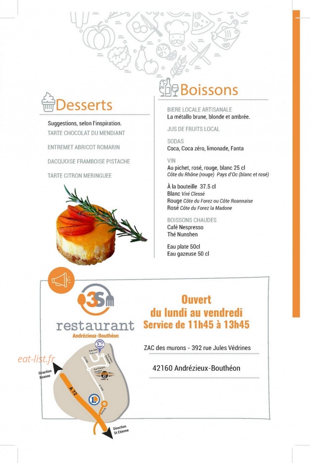 Restaurant 3S — carte page 2