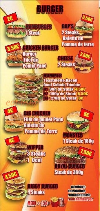 Royal Burger — carte page 4