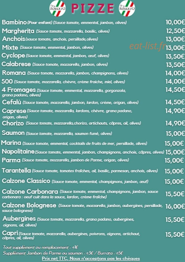 Carte et menu de Siii Gelato à Andrezieux Boutheon — Les pizzas