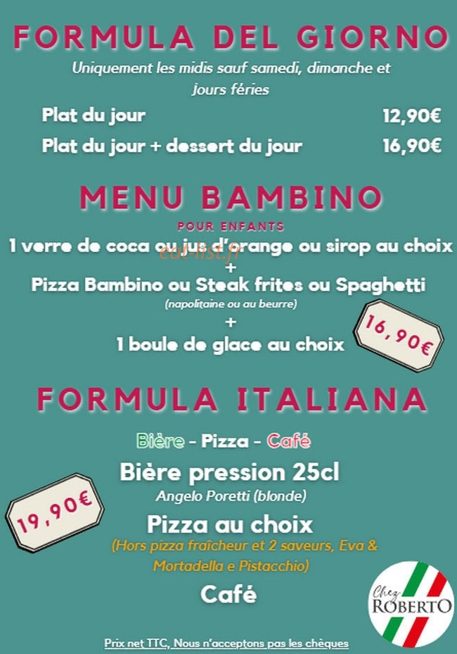 Carte et menu de Siii Gelato à Andrezieux Boutheon — Formula del giorno, menu bambino et formula italiana