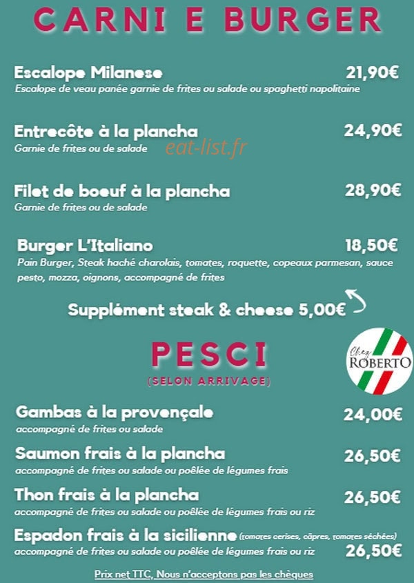 Carte et menu de Siii Gelato à Andrezieux Boutheon — Carni, burgers et pesci